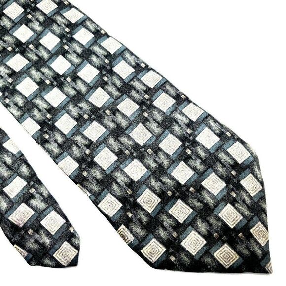 Pierre Cardin Silk Tie Green Geometric‎ Wide Print - Picture 1 of 6
